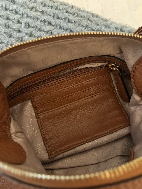 Michael Kors Cognac Pebbled Leather Shoulder Bag with Tassel - Picture 5 of 7